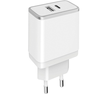 Mobiparts Wall Charger Dual USB-A en USB-C 2.4A White