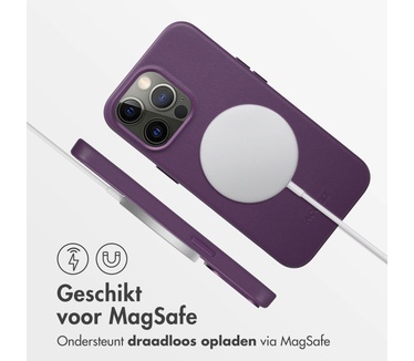 Accezz MagSafe Leather Backcover iPhone 13 Pro - Paars