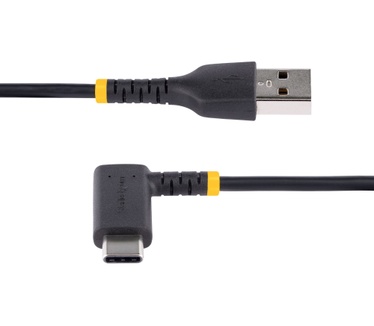 Startech.com 2m USB A naar C Oplaadkabel, Haakse USB-C Kabel, Robuuste Fast Charge USB-C Kabel, USB 2.0 A naar Type-C, 3A, USB Laadkabel met Aramide Vezel, Zwart