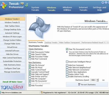 Tweak-XP Pro 4.0 screenshot (resized)