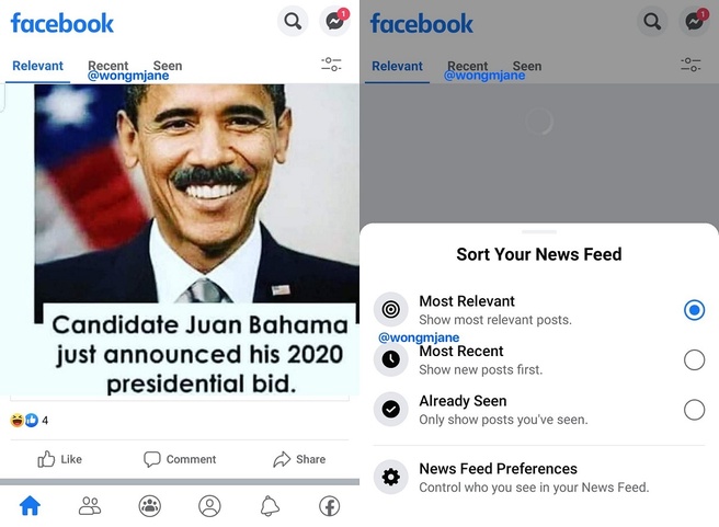 Facebook test already seen
