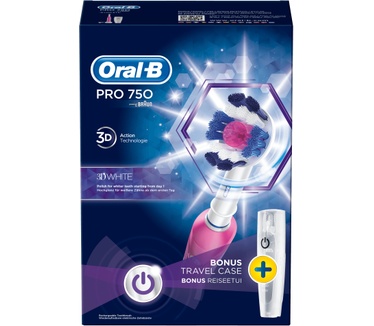 Oral-B Pro 750 3DWhite Elektrische Tandenborstel + Reisetui