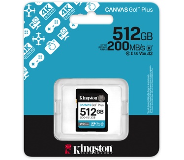 Kingston 512GB SDXC Canvas Go Plus Gen4 200MB/s C10 UHS-I U3 V30