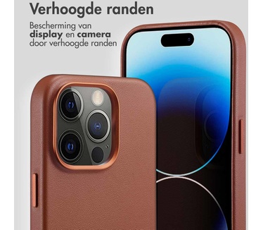 Accezz MagSafe Leather Backcover iPhone 14 Pro - Bruin