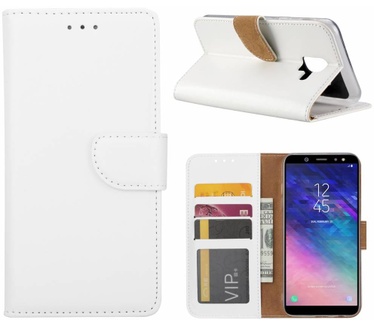 Luxe Lederen Bookcase hoesje voor de Samsung Galaxy A6 2018 - Wit (Samsung Galaxy A6 2018) Wit