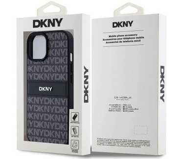 DKNY Textured Tonal Stripe Back Case - iPhone 15 (6.1") - Zwart Zwart