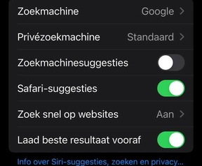 iOS 17: standaardzoekmachine Safari privémodus