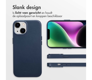 Accezz MagSafe Leather Backcover iPhone 14 - Donkerblauw