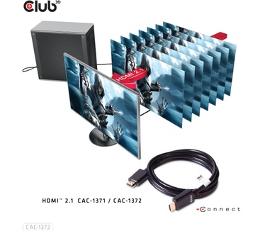 Club 3D Ultra High Speed HDMI 2.1 Kabel 10K 120Hz 48Gbps Male/Male 2 meter (CAC-1372) Zwart