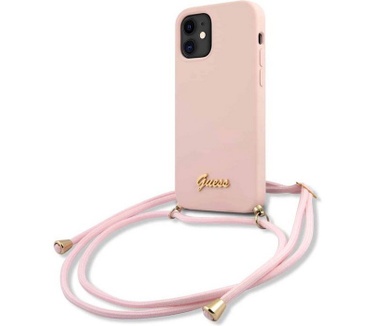Guess Silicone Back Case - Apple iPhone 12 Mini (5.4") - Roze Roze