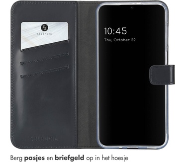 Selencia Echt Leren Bookcase Samsung Galaxy A16 - Zwart