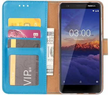 Luxe Lederen Bookcase hoesje voor de Nokia 5.1 - Blauw (Nokia 5.1) Blauw