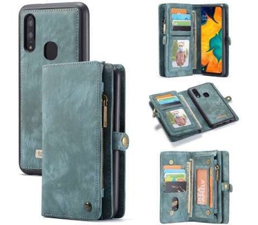 Caseme Samsung Galaxy A40 Luxe Leren Portemonnee Hoesje (blauw)