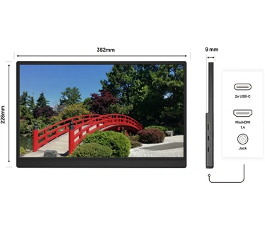 Japannext Draagbaar touchscreen 15,6 inch IPS Full HD (1920 x 1080) | geïntegreerde mini-HDMI (x1) USB-C (x1) jackstekker (x1) | G-Sync/FreeSync | JN-MD-i156F-T-LE