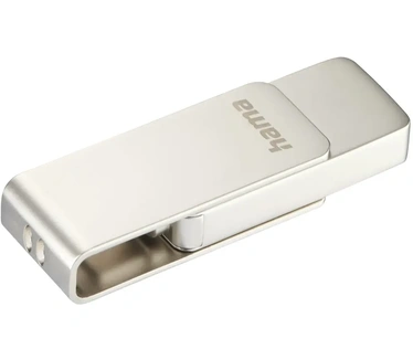 Hama Uni-C Rotate Pro USB 3.1 Flash Drive 256 GB, snelheid tot 90 MB/s, sleutel met USB C-aansluiting, voor pc/Mac, zilver 256GB Zilver