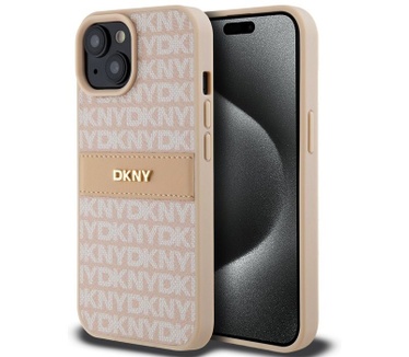DKNY Textured Tonal Stripe Back Case - iPhone 15 (6.1") - Roze Roze