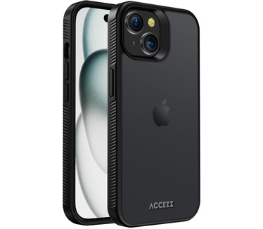 Accezz Rugged Frosted Backcover iPhone 15 - Zwart
