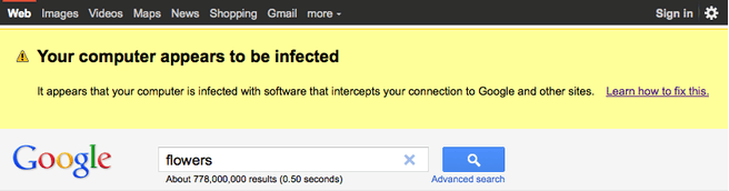 Google malware-waarschuwing