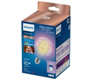 Philips WIZ Smart Led Globe Filament - Slimme Led-verlichting Gekleurd En Wit Licht E27 Transparant 40w Wi-fi