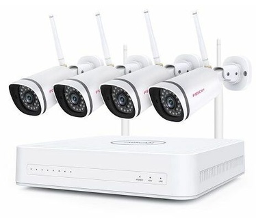 Foscam FN7108W-B4-N videobewakingsset, IP HD, 4 camera's 1080P, infrarood, 20 m, wit