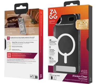 Zagg Crystal Palace Snap Kickstand (Button Cover) (iPhone 17) Transparant