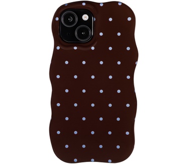 Selencia Vivid Wavy Backcover met MagSafe voor de Apple iPhone 15 - Happy Dots Chocolate