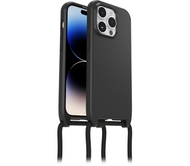 Otterbox OtterBox React Necklace hoesje met MagSafe voor iPhone 14 Pro Max, ultradunne beschermhoes met verstelbare en afneembare kettingriem, getest volgens militaire standaard, Zwart