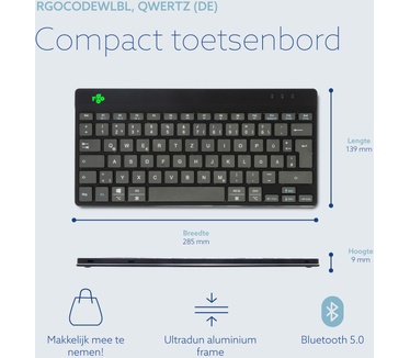 R-Go Tools Compact Break Draadloos, Qwertz DE, Zwart