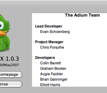 Adium X 1.0.3 - about