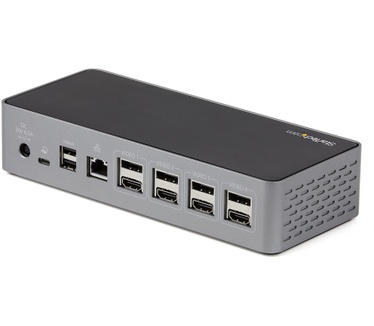 Startech.com USB-C Dock, 4K 60Hz Quad Monitor DisplayPort & HDMI, Universeel USB Type-C Docking Station met 100W Power Delivery, USB Hub met 1x USB Type-C & 3x USB-A, Ethernet, Audio