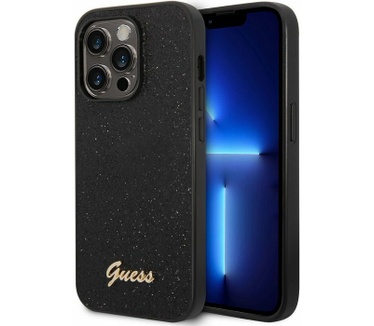 Guess Glitter Flakes Back Case - iPhone 14 Pro Max (6.7") - Zwart Zwart