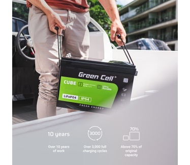 Green Cell Žalias Cell CUBE LiFePO4 125Ah 12,8V 1600Wh liio geležies fosfato baterija kemperiui, sauls energijai, neprijungtai prie tinklo, laivui
