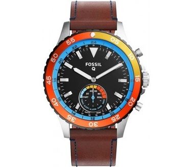 qMust Lederen armband voor Fossil Q Crewmaster Hybrid - Brown