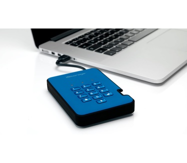 iStorage diskAshur2 256-bit 1TB USB 3.1 secure encrypted solid-state drive - Blue IS-DA2-256-SSD-1000-BE