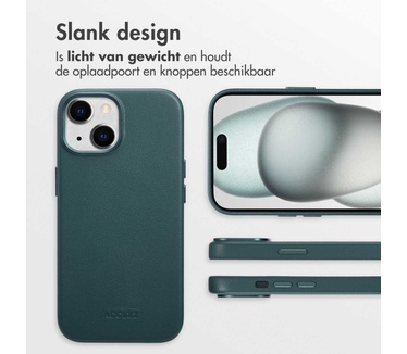 Accezz MagSafe Leather Backcover iPhone 15 - Donkergroen