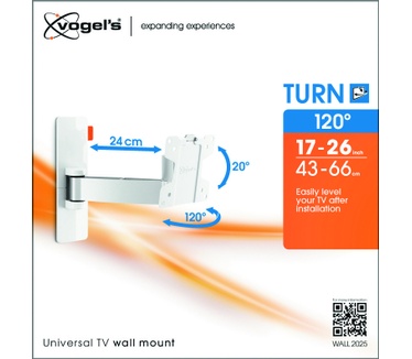 Vogel's WALL 2025  - Draaibare TV-Muurbeugel (wit)
