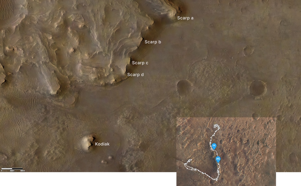 Jezero-krater en afgelegde route Perseverance. Afbeelding © NASA/JPL-Caltech/University of Arizona/USGS
