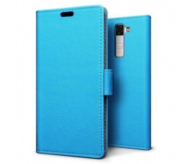 qMust LG K8 Wallet Case - TPU frame - Light Blue