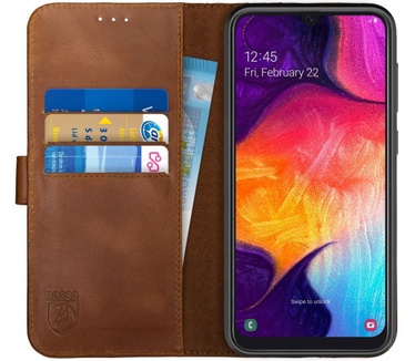 Rosso Deluxe Samsung Galaxy A70 Hoesje Echt Leer Book Case Bruin (Galaxy A70) Bruin