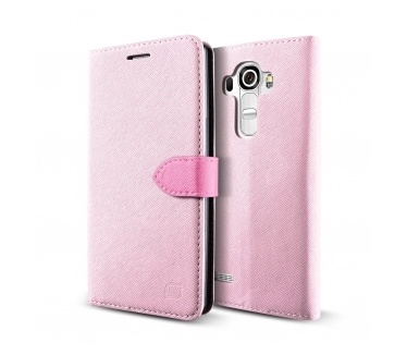Lific Saffiano Wallet Case LG G4 - Pink/Hot pink