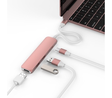 Hyper USB-C met HDMI en USB 3.0 - Roségoud