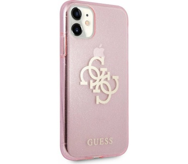 Guess 4G Logo Glitter TPU Cover - Apple iPhone 11 (6.1") - Roze Roze