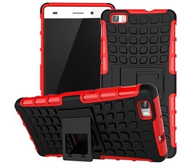 qMust Huawei P8 Lite (2017) Rugged Hybrid Case - Dual Protection - Rood