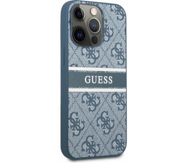 Guess 4G Printed Stripe Back Case iPhone 13 Pro Max (6.7") Blauw Blauw