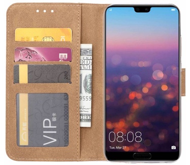 Rozen print lederen Bookcase hoesje voor de Huawei P20 Lite - Roze (Huawei P20 Lite) Roze