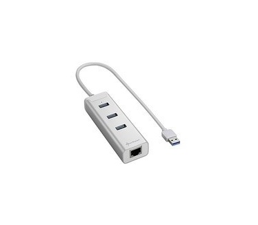 Sharkoon 3-Poort USB 3.0 Hub + RJ45 Ethernet Adapter