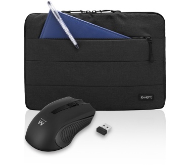 Ewent EW2533 City Sleeve 15.6 inch en draadloze muis set Zwart