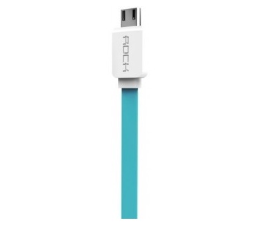 Rock Flat kabel - MicroUSB aansluiting - 100cm - Blue