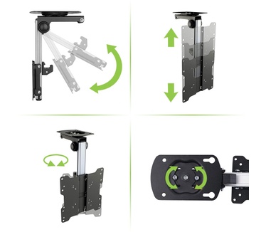 Techly Fold-Up Retractable Ceiling Mount for TV LED/LCD 17"-37" Black