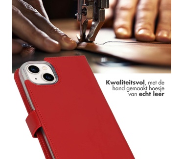 Selencia Echt Lederen Bookcase iPhone 14 Plus - Rood